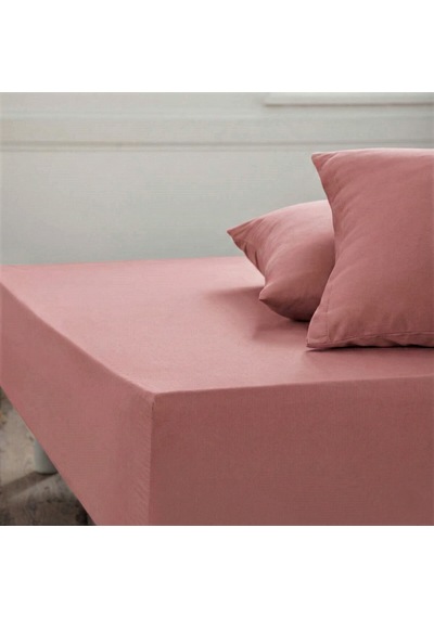 Maki Home %100 Pamuklu Gül Kurusu 90x190+50x70 Cm Tek Kişilik Lastikli Çarşaf Takımı