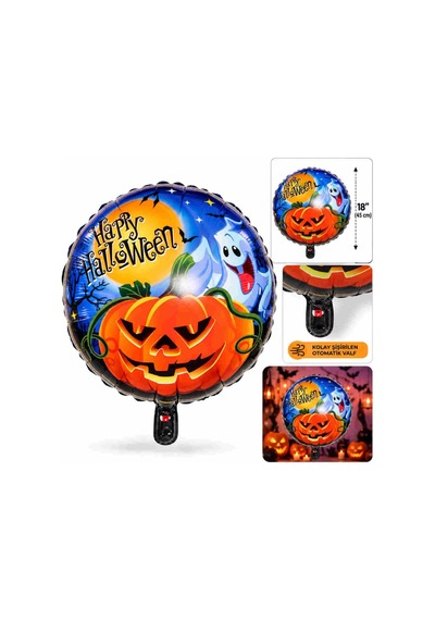 Hayalet Ve Balkabağı Desenli Folyo Balon 18 İnç 45 Cm
