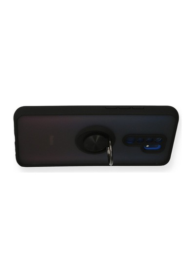 Redmi 9 Kılıf Montreal Yüzüklü Silikon Kapak - Siyah Bz8683140186470
