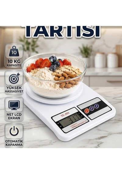 Dijital Mutfak Tartısı 10 Kg Kapasiteli Lcd Ekranlı Otomatik Kapanmalı Hassas Ölçüm