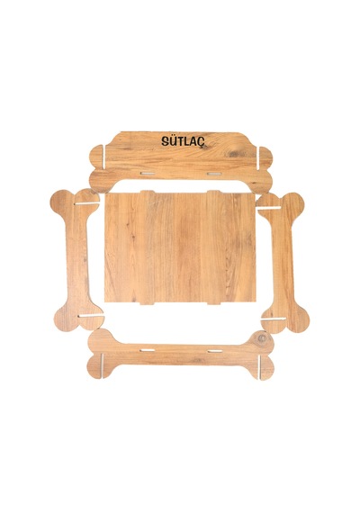 Ahşap Kedi & Köpek Yatağı - Minderli - Özel İsim Baskılı - Mdf - 61cm 47cm