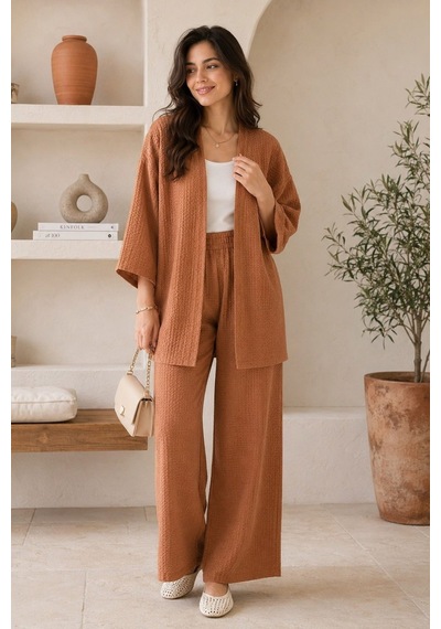 Unika Boutique Kadın Kimono Salaş 2 Li Takım Kiremit