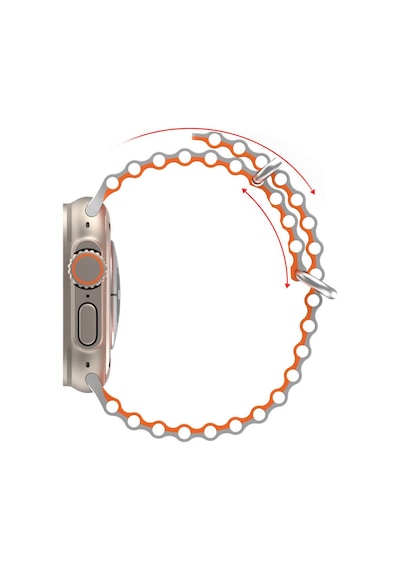 Wozlo Apple Uyumlu  Watch 1 2 3 4 5 6 7 8 Se Ultra Çift Renk 42/44/45/49mm Ocean Loop Kordon - Siyah Turuncu