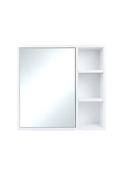 Aynalı, Açık Raflı, Bas-aç Kapaklı Banyo Dolabı 5980 Beyaz