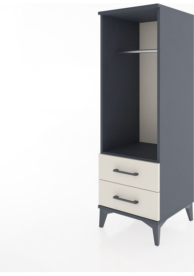 Hyperion Dolap Tek Raflı 2 Çekmeceli Tek Askılı 44x44x134 Antrasit-aytaşı Antrasit