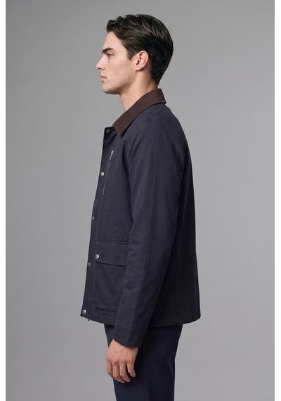Defacto Regular Fit Polo Yaka Cepli Kadife Yaka Fermuarlı Astarlı Mont F0814ax26aunv91 Lacivert-nv91