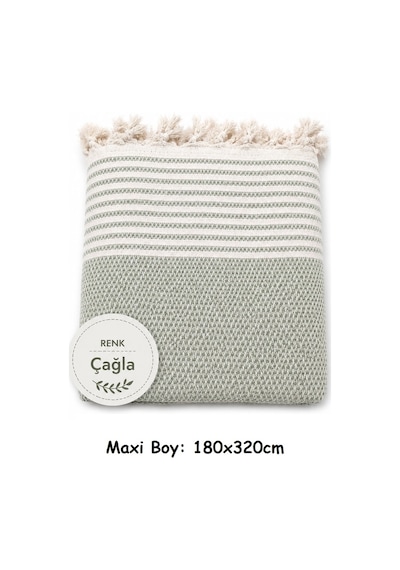 Pamuklu Kaymaz Hasır Dokuma Maxi Boy Kolları Örten Koltuk Örtüsü 180x310 - Çağla