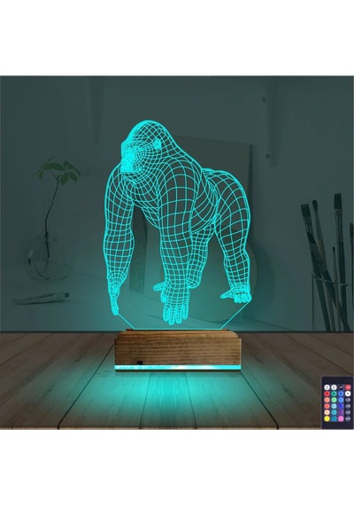 Luvivia Goril Gorilla 3d Lamba - Masa Gece Lambası Şeffaf