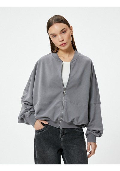 Koton Fermuarlı Sweatshirt Rahat Kalıp Yuvarlak Yaka Uzun Balon Kollu Pamuklu Gri 4sal10395ık Gri Koton Fermuarlı Sweatshirt Rahat Kalıp Yuvarlak Yaka Uzun Balon Kollu Pamuklu Gri 4sal10395ık Gri