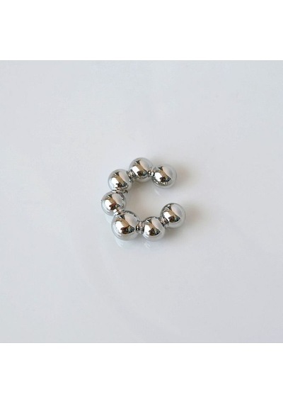 Bombeli Topçuklu Earcuff Kıkırdak Küpe Büyük Boy Silver Renkli