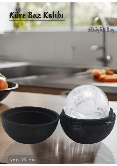 Küre Pro Buz Kalıbı Silikon Küre Çikolata Kalıbı Siyah Çap 60 Mm Siyah