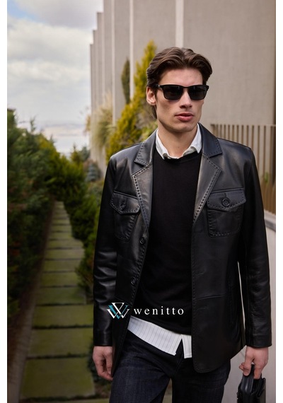 Wenitto Deri Mont Blazer Ceket Kahverengi