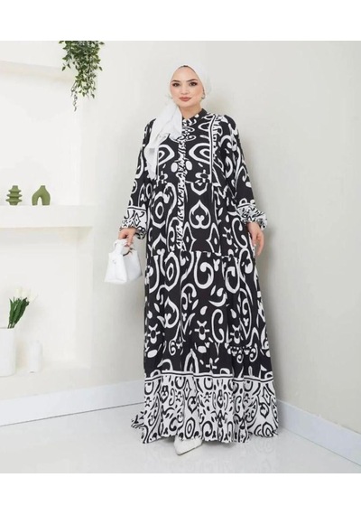 Lovie Moda Kadın Etnik Desenli Elbise Siyah