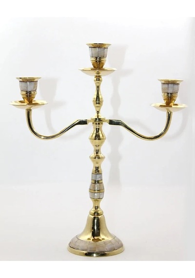 Magicool Pirinç Sedefli 3'lü Şamdan 19124
