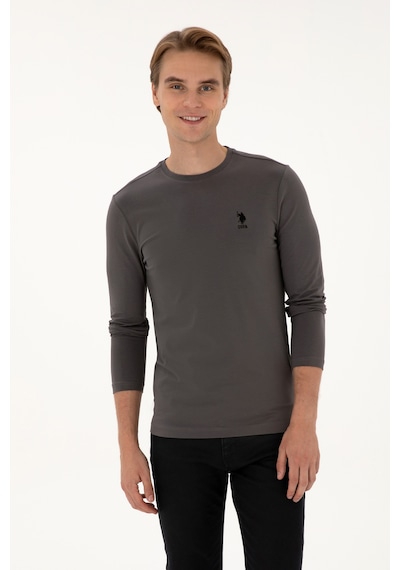 U.S. Polo Assn. Erkek Slim Fit Bisiklet Yaka Gri Basic Sweatshirt 50307762-VR024