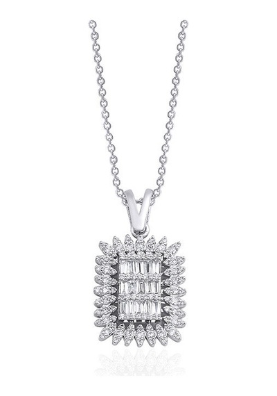 0.40 Karat Baget Pırlanta Kolye 48095291