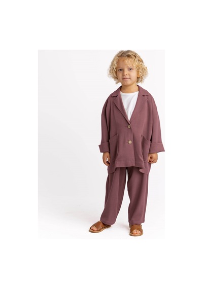 Cigit Keten Blazer Ceket 2-7 Yaş Mürdüm