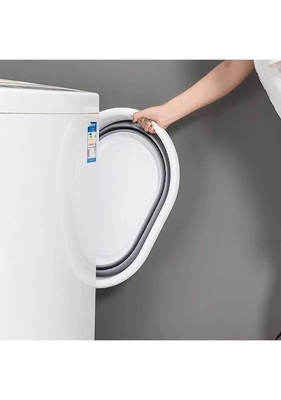 Katlanır Çamaşır Banyo Sepeti Beyaz - Gri