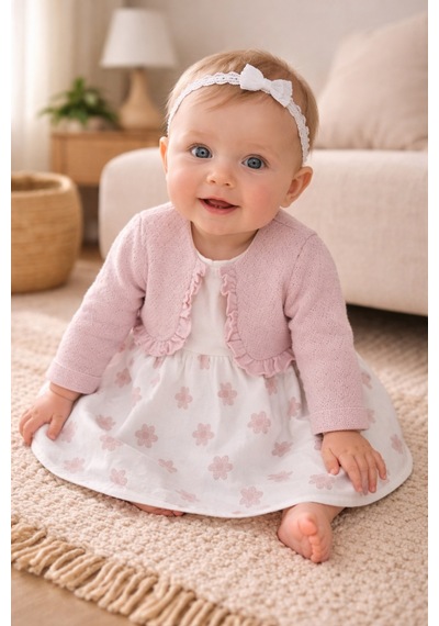 Uğur Bebe Birinci Pamuk Bolero Modeli Kız Bebek Penye Elbise Çiçek Desenli Şık Günlük & Özel Gün Pudra Pudra Uğur Bebe Birinci Pamuk Bolero Modeli Kız Bebek Penye Elbise Çiçek Desenli Şık Günlük & Özel Gün Pudra Pudra