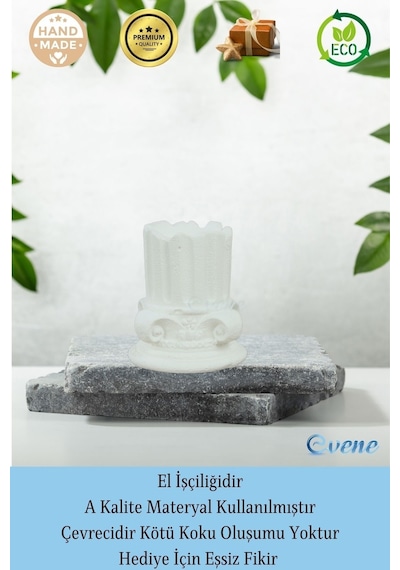 Mumluk Şamdan Tealight Mum Uyumlu Tarihi Sütun Model - Beyaz