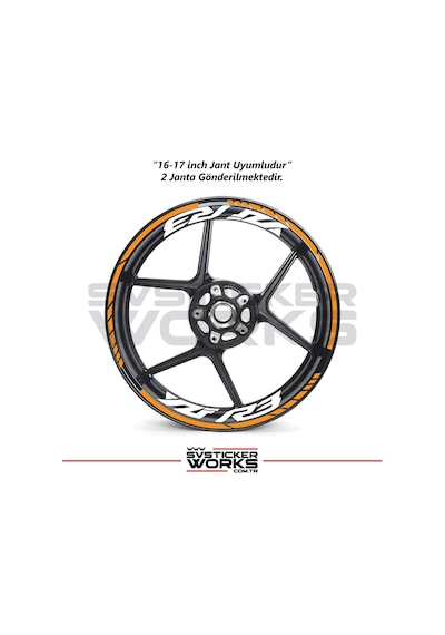Yamaha Yzf-r3 Yazılı Jant Sticker Dış Ve İç Set Sticker Jant Şeridi Turuncu