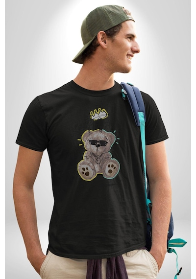 Gerçeklikten Uzak Tutun Unisex Unisex Siyah Organik Baskılı T-shirt Penye Yüksek Kalite Siyah