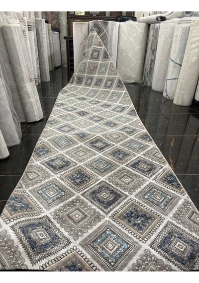Nesrin Kaymaz Jel Taban Modern Kesme Yolluk Salon Halisi Koyu Gri Lacivert