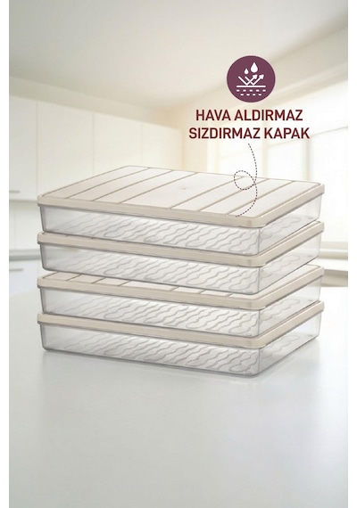 Selka Home 4 Adet 2,25 Lt. Nora Organizer Buzdolabı Buzluk Düzenleyici Saklama Kabı