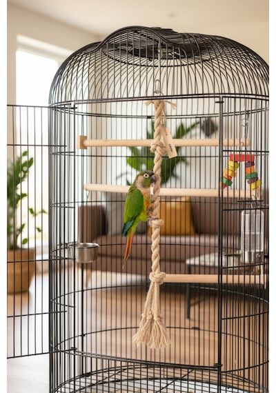 Vixpet Papağan Tırmanma Halatı 65 Cm Çap 16 Mm %100 Doğal Kafes Oyuncağı Stres İpi Jüt Halat