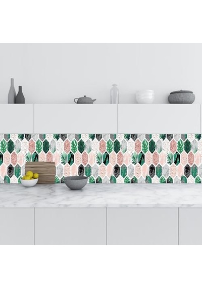 Tezgah Arası Folyo Kaplama Folyosu Altıgen Çiçek 60x200 Cm Diğer