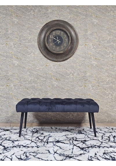Zafir Siyah Boyalı Sivriltme Ayaklı 90 Cm Puf Bench - Puf - Bench - Kasalı Oturak - Oturak - Yatak Ucu Puf Füme