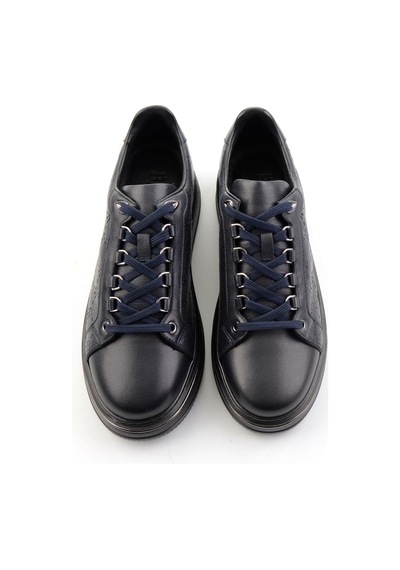 Bambi Lacivert Hakiki Deri Erkek Sneaker E01398023103