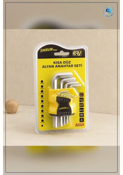 Alyan Anahtar Seti 9 Parça Kısa Düz 1.5 İla 10 Mm Cr V Çelik Mobi