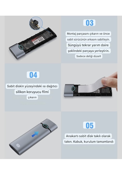 Godo M.2 Nvme Muhafaza Kutusu Ce Lisanslı 2280/2260/2242/2230/ 10gbps Usb 3.2 Yüksek Hızlı Son Nesil Teknoloji Metal Sağlam