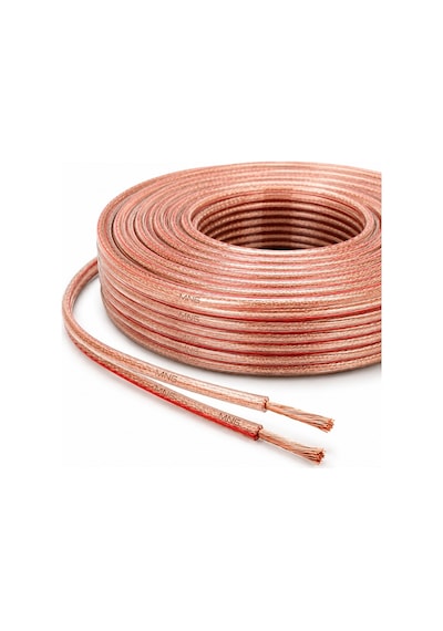 Mn251hkf 2x2.50 Mm Hoparlör Kablosu 70 Metre Şeffaf Kırmızı Çizgili Kordon Amfi Hoparlör Ve Ses Sistemi Kablosu 70 M