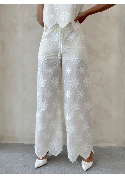Verymoda D 2913 Nakışlı Pantolon D2913 Taş