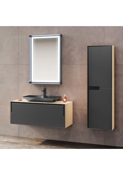 Orka Craft 40 Cm Mdf Meşe-Mat Antrasit Banyo Boy Dolabı Antrasit Orka Craft 40 Cm Mdf Meşe-Mat Antrasit Banyo Boy Dolabı Antrasit
