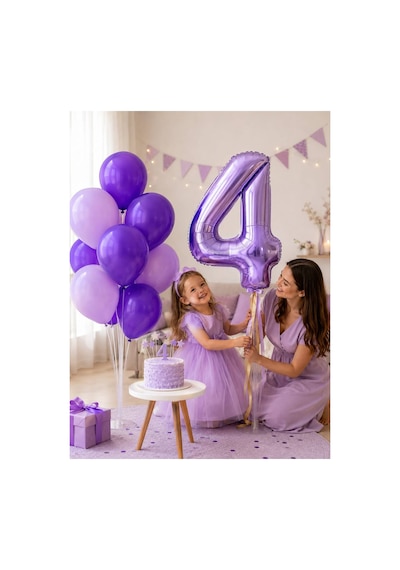 1-9 Yaş Doğum Günü Balon Seti 32 İnç Folyo Rakam Balon Ve 7'li Balon Standı Çoklu Renkli