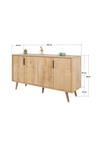 4514 Sırma 150 Cm Ahşap Ayaklı , Metal Kulplu Konsol , Safir , Salon , Oturma Odası , Tv Ünitesi Safir