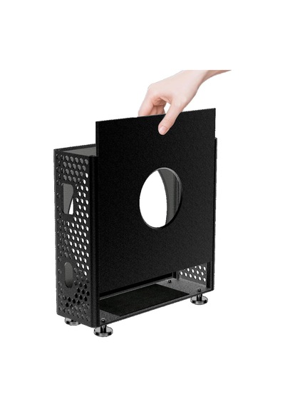 Mac Mini M4 M4 Pro Standı Siyah, Alüminyum Dikey Koruyucu Kasa, Havalandırmalı Metal Mac Mini Tutucu, Port Erişimli Ayaklı Masaüstü Stand, 2024 Uyumlu