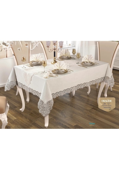 Fransız Dantelli Gardenya 26 Parça Yemek Takımı Orkide