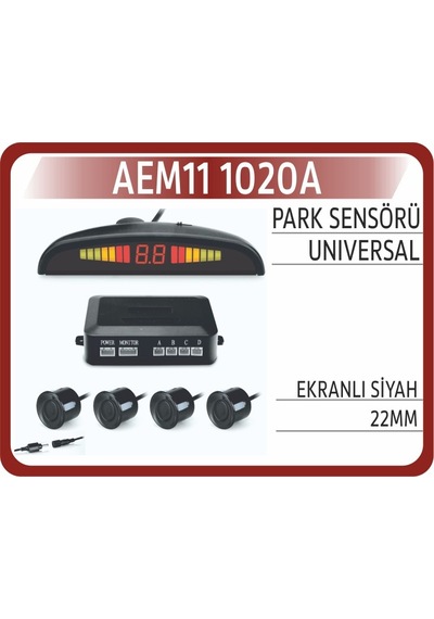 Üniversal Park Sensörü Siyah Ekranlı Sesli Uyarı 22mm Aem 111020a