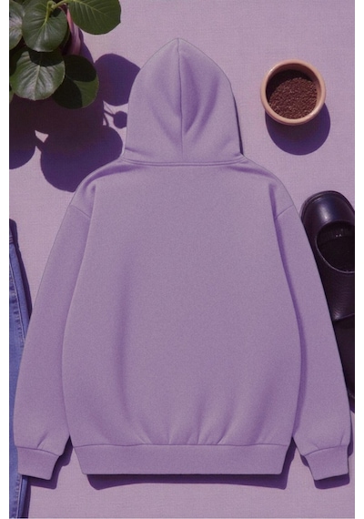 Uyguntarz Unisex Red Mon Cheri Baskılı Kapüşonlu Sweatshirt Lila