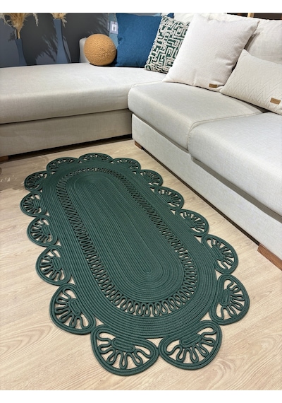 Mavaux Matrix Jüt Kilim, Paspas, Mutfak Halısı, Banyo Paspası, Kilim, Halı, Oturma Odası Halısı Yeşil