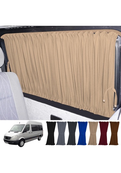Pandami Mercedes Sprinter W906 Uzun 2006-2018 Uyumlu Krem Raylı Oto Perde Takımı