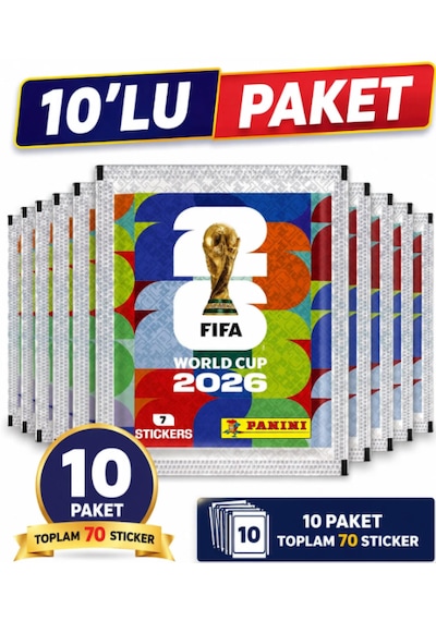 Panini Fıfa World Cup 2026 Resmi Sticker Paketi 10 Paket