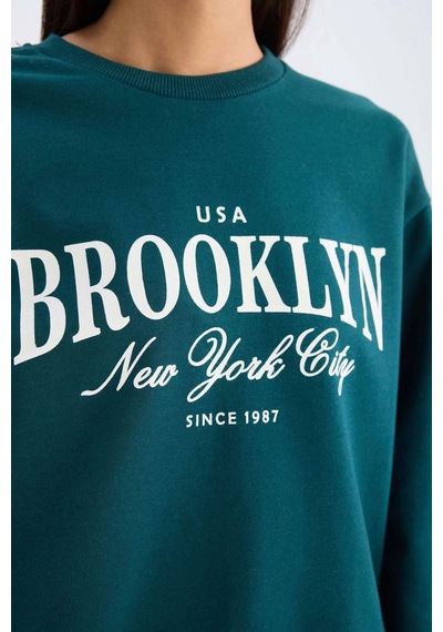 Defacto Regular Fit Bisiklet Yaka Baskılı İnce Sweatshirt D5928AX24AUGN1040 Yeşil Defacto Regular Fit Bisiklet Yaka Baskılı İnce Sweatshirt D5928AX24AUGN1040 Yeşil