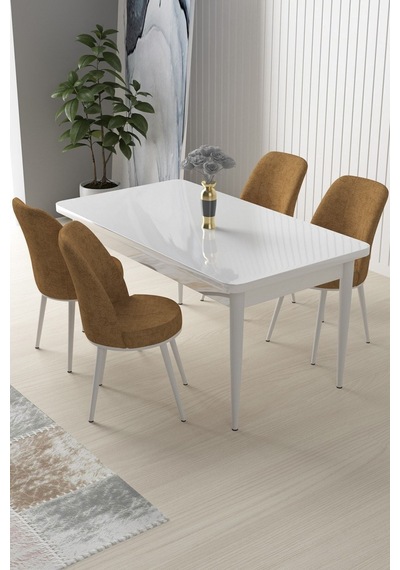 Canisa Nil Serisi 70x110 Sabit Mutfak Masası Takımı Beyaz Masa 4 Cappucino Sandalye Masa Beyaz Sandalye Cappucino Canisa Nil Serisi 70x110 Sabit Mutfak Masası Takımı Beyaz Masa 4 Cappucino Sandalye Masa Beyaz Sandalye Cappucino