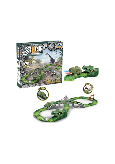 Dinozor Trucks 192 Parça Raylı Pist - Raylı Araç Oyuncak - Tren Oyuncak - Renkli Araç Yolu - Dino Tr