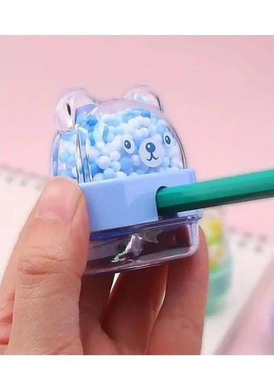 Boncuklu Sevimli Ayıcık Kalemtıraş 4 Renk 1 Paket Hazneli Kalemtraş Ayıcıklı Standart Kalem Açacağı Sevimli Plastik